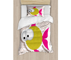 Comical Blowfish Huge Eyes Duvet Cover Set