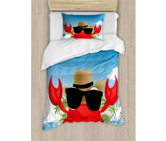 Crustacean Sunglasses Hat Duvet Cover Set