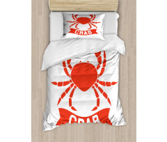 Shellfish Animal in Red Duvet Cover Set