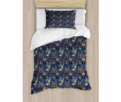 Vintage Cartoonish Design Duvet Cover Set