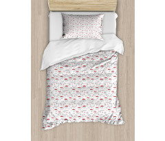 Doodle Style Crockery Duvet Cover Set