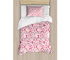 Sketch Style Hearts Duvet Cover Set