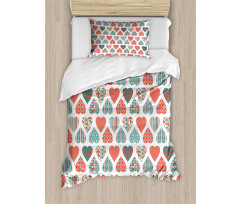 Retro Hearts Pattern Duvet Cover Set