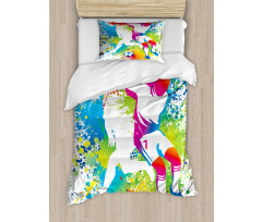 Football Players Colorful Duvet Cover Set