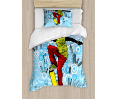 Teenager on Skateboard Duvet Cover Set