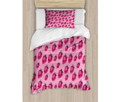 Pop Art Style Strawberry Duvet Cover Set