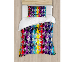 Diagonal Houndstooth Duvet Cover Set