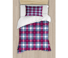 Pink and Blue Tartan Duvet Cover Set