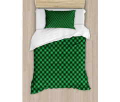 Diagonal Tartan Green Duvet Cover Set