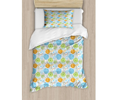 Doodle Leaves and Hearts Duvet Cover Set