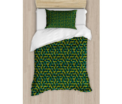 Green Toned Shapes Duvet Cover Set