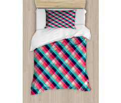 Diagonal Grid Rhombuses Duvet Cover Set