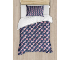 Pink Asters Romantic Duvet Cover Set