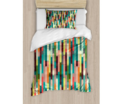 Colorful Grunge Stripes Duvet Cover Set