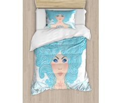 Blue Woman Duvet Cover Set