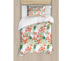 Peacock Feather Petunia Duvet Cover Set