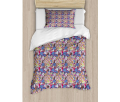 Colorful Mehndi Motifs Duvet Cover Set