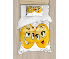 Loving Emoticon Couple Duvet Cover Set