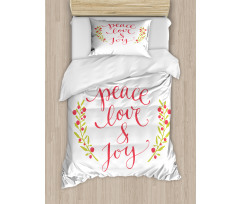 Peace Love Joy Berries Duvet Cover Set