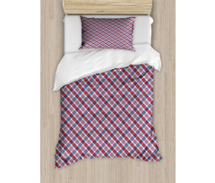 Checkered Diagonal Lines Duvet Cover Set