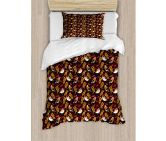 Goldfinch Berry Pattern Duvet Cover Set