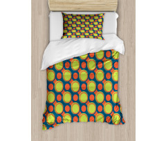 Orange and Green Circles Duvet Cover Set