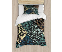 Retro Rhombus Pattern Duvet Cover Set