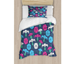 Colorful Bindweed Motif Duvet Cover Set