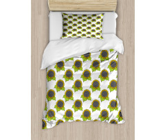 Spring Sunflower Sketch Duvet Cover Set