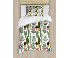 Succulents Flower Pots Duvet Cover Set