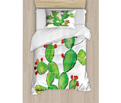 Ripe Prickly Pear Fruits Duvet Cover Set