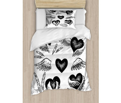 Romantic Hearts Wings Duvet Cover Set