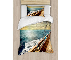 Yacht on Sea Sunset Duvet Cover Set