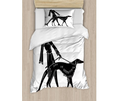 Fashion Woman Dog Duvet Cover Set