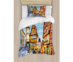 Colorful Street Houses Duvet Cover Set