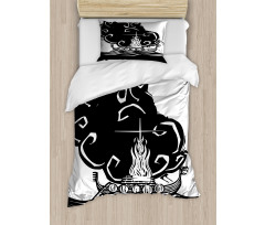 Viking Burning Longboat Duvet Cover Set