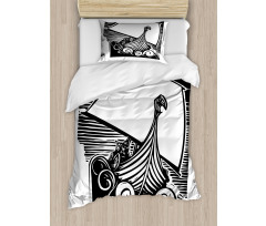 Viking Longboat on Waves Duvet Cover Set