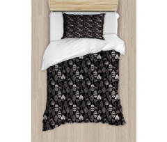 Scribble Leaves Artwork Duvet Cover Set