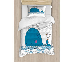 Sea Mammal with Seagull Duvet Cover Set