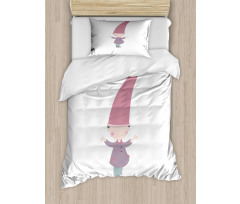 Cartoon Gnome Under Rain Duvet Cover Set