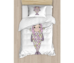 Girl in Fish Costume Duvet Cover Set