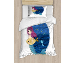 Mermaid Fish Night Sea Duvet Cover Set