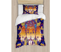 Petal and Leaf Design Duvet Cover Set