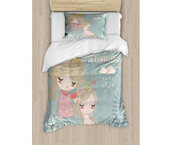 Princess Girl Unicorn Duvet Cover Set