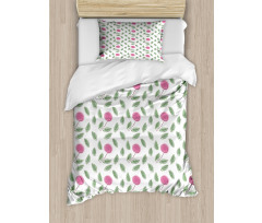 Modern Style Pink Blossoms Duvet Cover Set