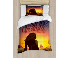 Young Woman at Beach Duvet Cover Set