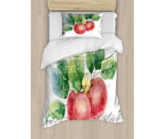 Green Leaves and Fruits Duvet Cover Set