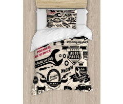 Car Repair Shop Logos Duvet Cover Set