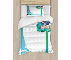 Cartoon Frame Girl Duvet Cover Set