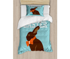 Chocolate Bunny with Bow Duvet Cover Set